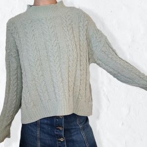 Chunky Cableknit Blue Sweater by Hippie Rose Sz L